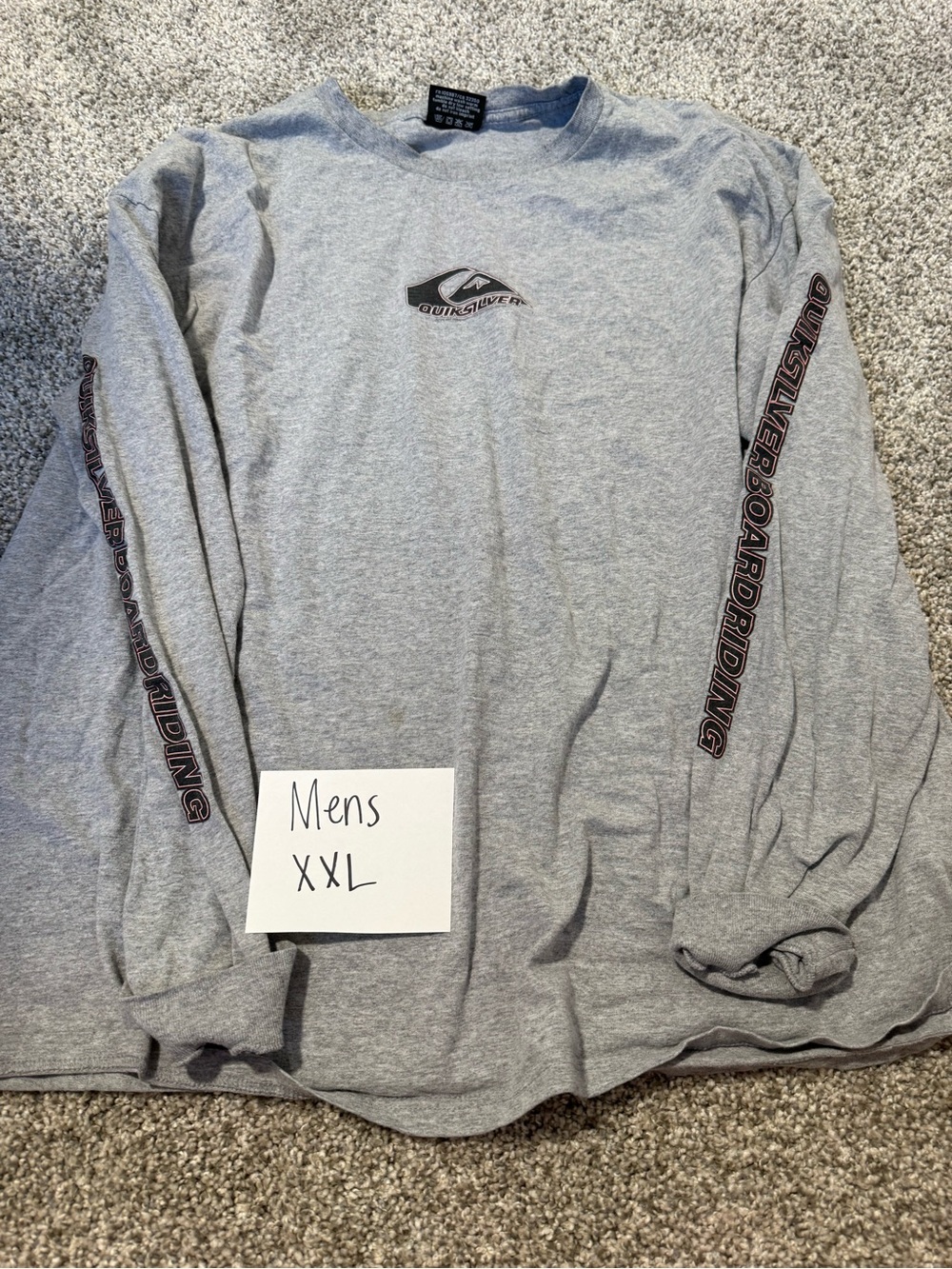 Quiksilver Grey Long Sleeve Surf Logo Tee with Sleeve Graphics